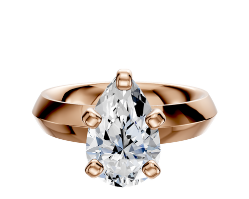 14K Rose Gold 4 Prong Classic Knife Edge 4.0mm Engagement Ring