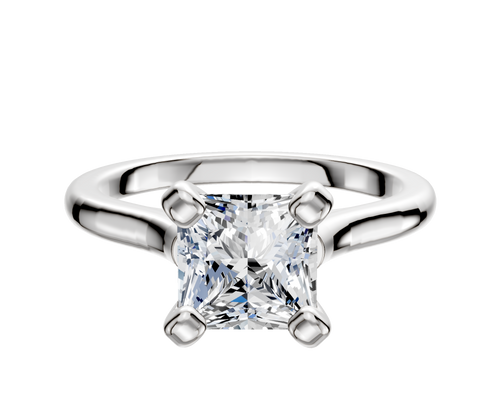 14K White Gold 4 Prong Cathedral Dome 2.0mm Engagement Ring