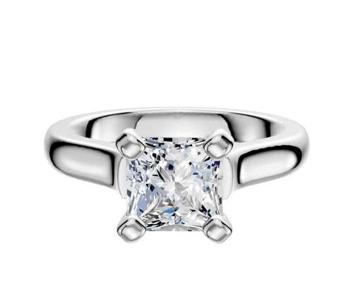 14K White Gold 4 Prong Cathedral Dome 3.0mm Engagement Ring
