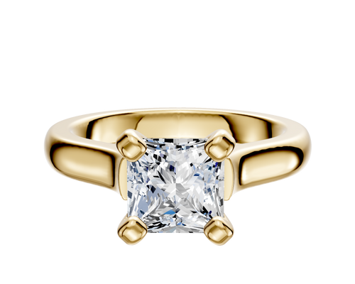 14K Yellow Gold 4 Prong Cathedral Dome 3.0mm Engagement Ring