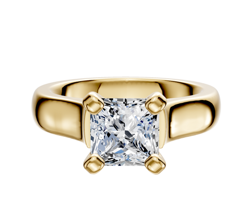 14K Yellow Gold 4 Prong Cathedral Dome 4.0mm Engagement Ring
