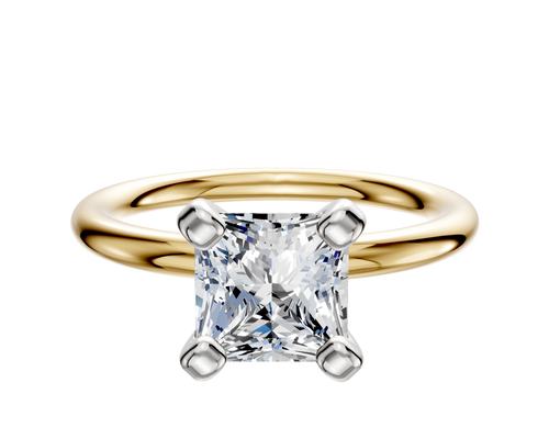 14K Two Tone 4 Prong Classic Dome 2.0mm Engagement Ring
