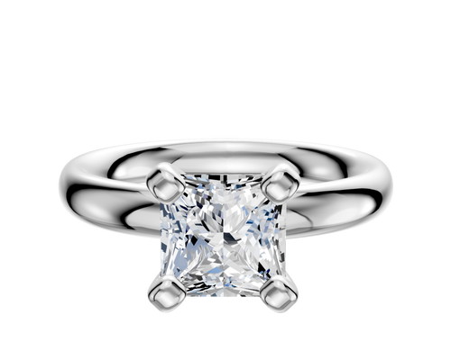 14K White Gold 4 Prong Classic Dome 3.0mm Engagement Ring