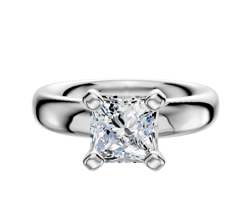 14K White Gold 4 Prong Classic Dome 4.0mm Engagement Ring