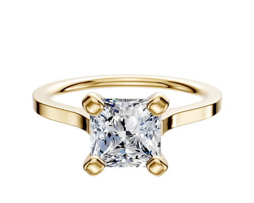 14K Yellow Gold 4 Prong Cathedral Flat 1.5mm Engagement Ring