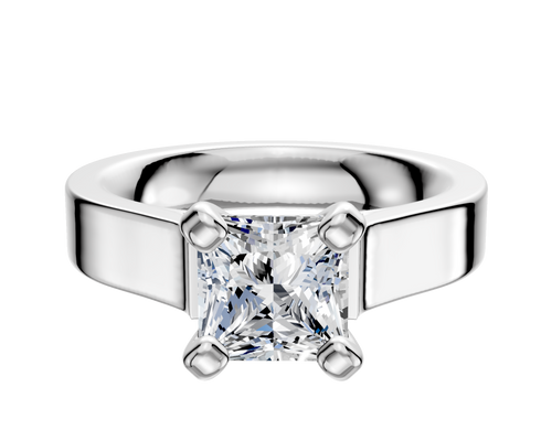 14K White Gold 4 Prong Cathedral Flat 4.0mm Engagement Ring