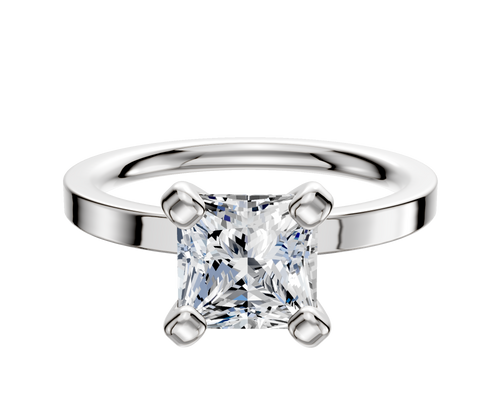 14K White Gold 4 Prong Classic Flat 2.0mm Engagement Ring