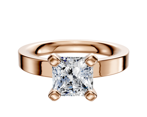 14K Rose Gold 4 Prong Classic Flat 3.0mm Engagement Ring
