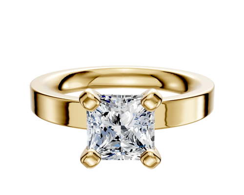 14K Yellow Gold 4 Prong Classic Flat 3.0mm Engagement Ring