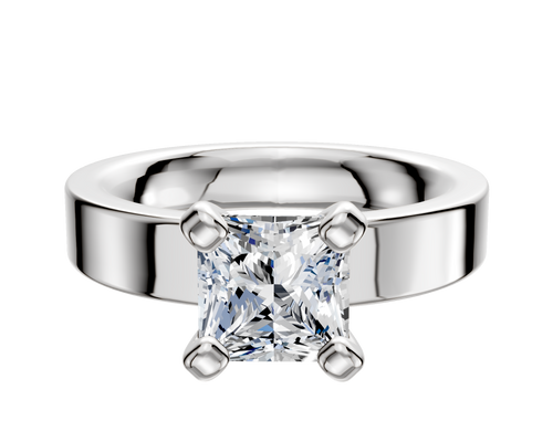 14K White Gold 4 Prong Classic Flat 4.0mm Engagement Ring