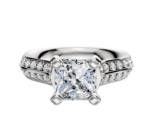 Platinum 4 Prong Cathedral Knife Edge 1-Row-Pave 2.5mm Engagement Ring