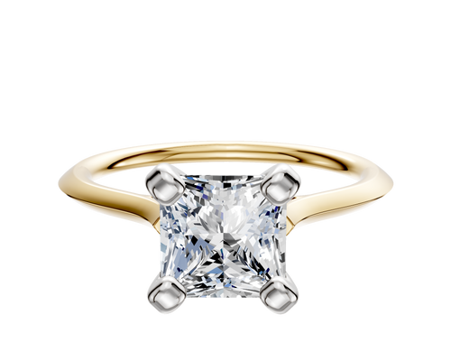 14K Two Tone 4 Prong Cathedral Knife Edge 1.5mm Engagement Ring