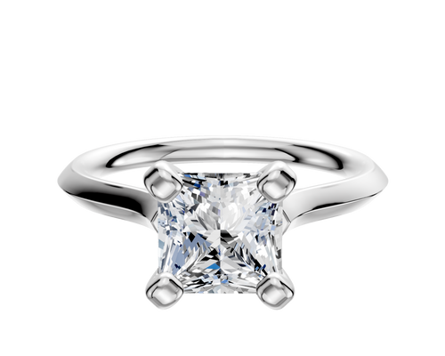 14K White Gold 4 Prong Cathedral Knife Edge 2.0mm Engagement Ring