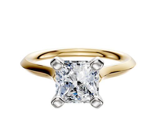 14K Two Tone 4 Prong Cathedral Knife Edge 2.0mm Engagement Ring