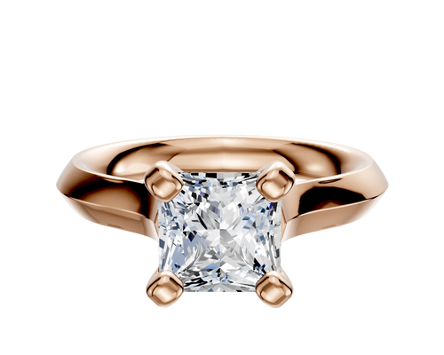 14K Rose Gold 4 Prong Cathedral Knife Edge 3.0mm Engagement Ring