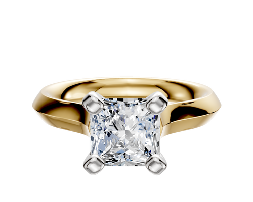14K Two Tone 4 Prong Cathedral Knife Edge 3.0mm Engagement Ring