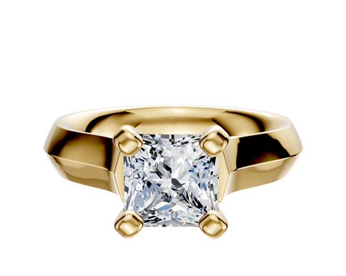 14K Yellow Gold 4 Prong Cathedral Knife Edge 4.0mm Engagement Ring