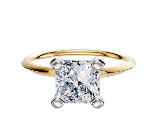14K Two Tone 4 Prong Classic Knife Edge 1.5mm Engagement Ring