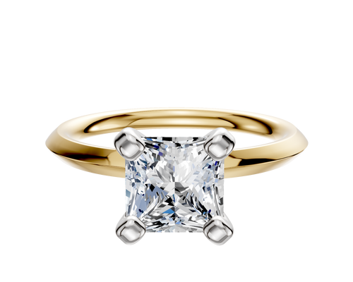 14K Two Tone 4 Prong Classic Knife Edge 2.0mm Engagement Ring