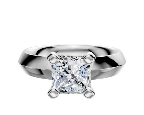 14K White Gold 4 Prong Classic Knife Edge 4.0mm Engagement Ring