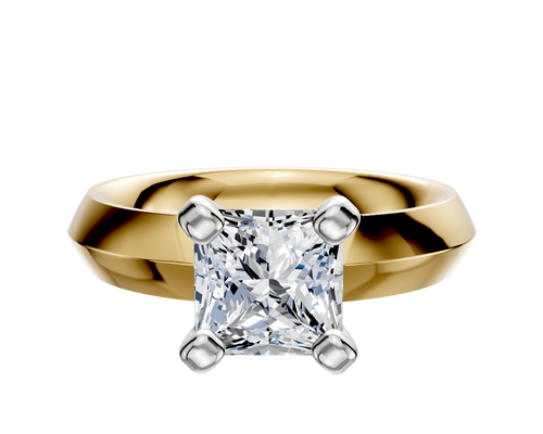 14K Two Tone 4 Prong Classic Knife Edge 4.0mm Engagement Ring