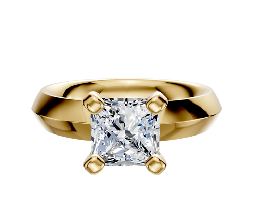 14K Yellow Gold 4 Prong Classic Knife Edge 4.0mm Engagement Ring