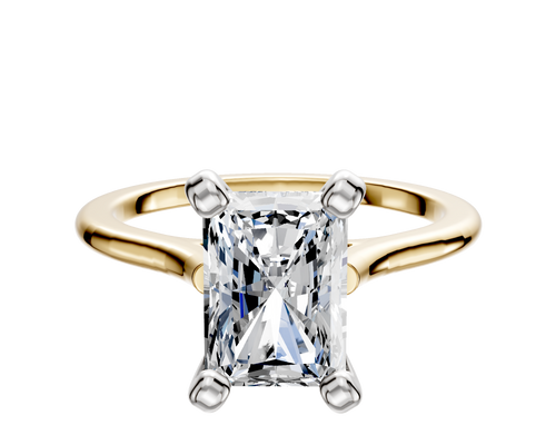 14K Two Tone 4 Prong Cathedral Dome 1.5mm Engagement Ring