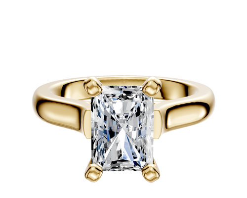 14K Yellow Gold 4 Prong Cathedral Dome 3.0mm Engagement Ring