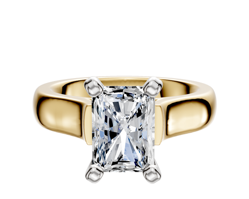 14K Two Tone 4 Prong Cathedral Dome 4.0mm Engagement Ring