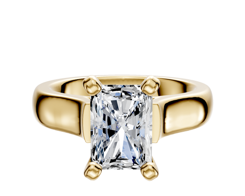 14K Yellow Gold 4 Prong Cathedral Dome 4.0mm Engagement Ring
