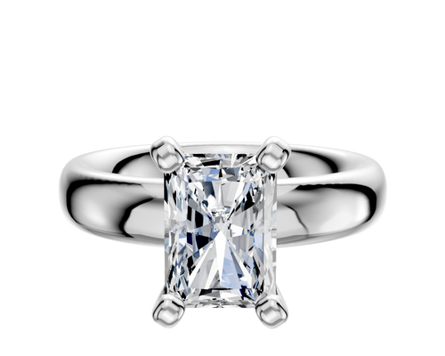 14K White Gold 4 Prong Classic Dome 4.0mm Engagement Ring