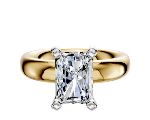 14K Two Tone 4 Prong Classic Dome 4.0mm Engagement Ring