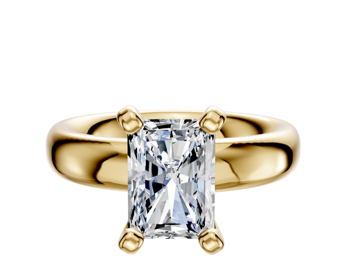 14K Yellow Gold 4 Prong Classic Dome 4.0mm Engagement Ring