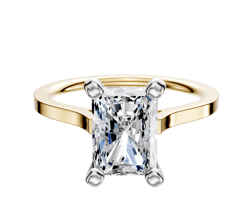 14K Two Tone 4 Prong Cathedral Flat 1.5mm Engagement Ring