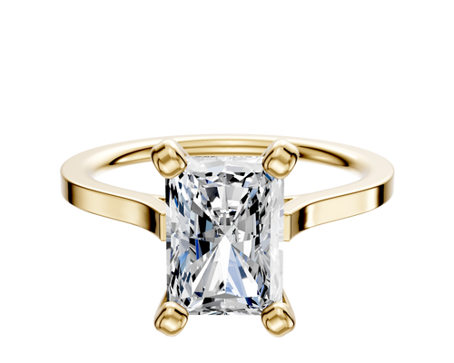 14K Yellow Gold 4 Prong Cathedral Flat 1.5mm Engagement Ring