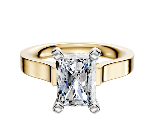 14K Two Tone 4 Prong Cathedral Flat 3.0mm Engagement Ring