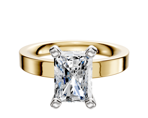 14K Two Tone 4 Prong Classic Flat 3.0mm Engagement Ring