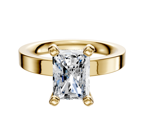 14K Yellow Gold 4 Prong Classic Flat 3.0mm Engagement Ring
