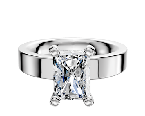 14K White Gold 4 Prong Classic Flat 4.0mm Engagement Ring