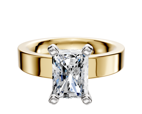 14K Two Tone 4 Prong Classic Flat 4.0mm Engagement Ring