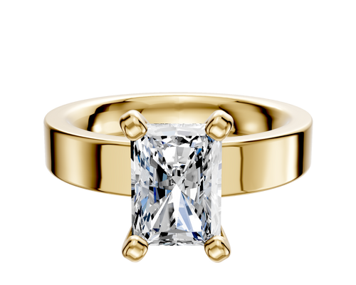 14K Yellow Gold 4 Prong Classic Flat 4.0mm Engagement Ring