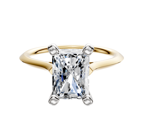 14K Two Tone 4 Prong Cathedral Knife Edge 1.5mm Engagement Ring