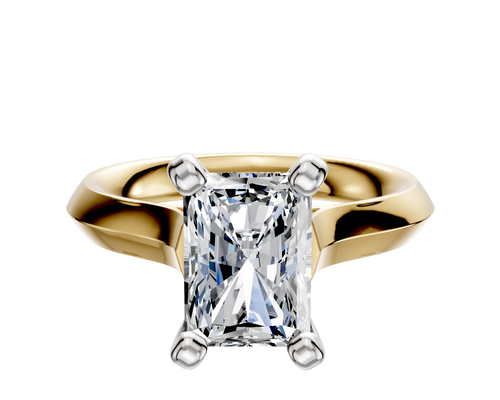14K Two Tone 4 Prong Cathedral Knife Edge 3.0mm Engagement Ring