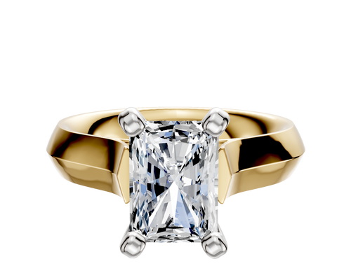 14K Two Tone 4 Prong Cathedral Knife Edge 4.0mm Engagement Ring