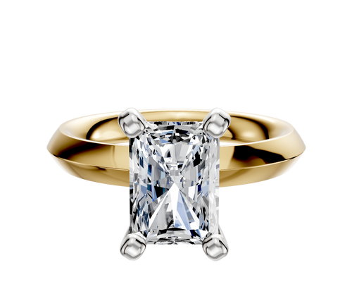 14K Two Tone 4 Prong Classic Knife Edge 3.0mm Engagement Ring
