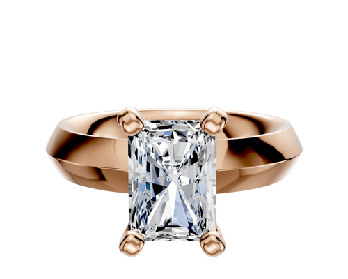 14K Rose Gold 4 Prong Classic Knife Edge 4.0mm Engagement Ring
