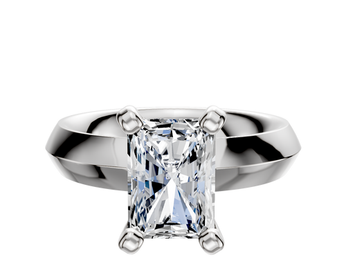14K White Gold 4 Prong Classic Knife Edge 4.0mm Engagement Ring