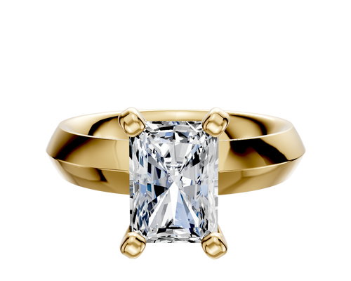 14K Yellow Gold 4 Prong Classic Knife Edge 4.0mm Engagement Ring