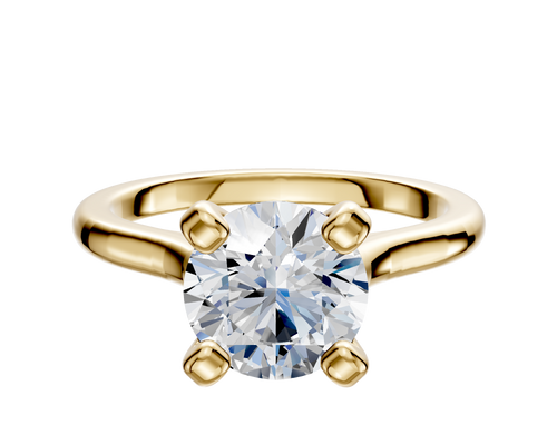 14K Yellow Gold 4 Prong Cathedral Dome 2.0mm Engagement Ring