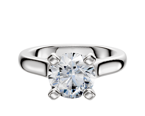 14K White Gold 4 Prong Cathedral Dome 3.0mm Engagement Ring